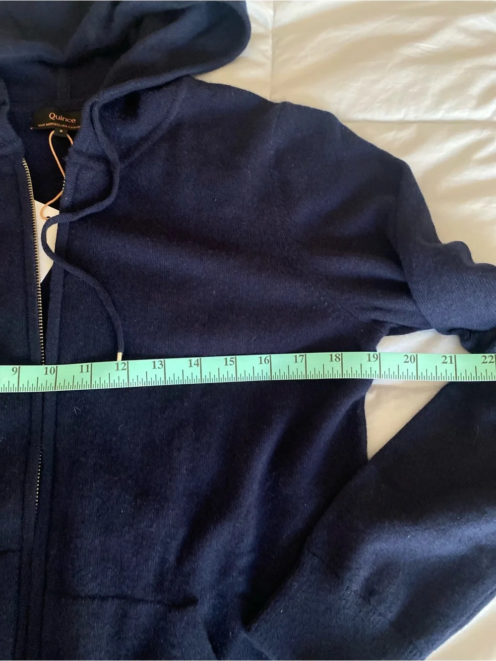 Quince Dark Navy Full-Zip Hooded Mongolian Cashmere Cardigan Sweater Small - Picture 7 of 10
